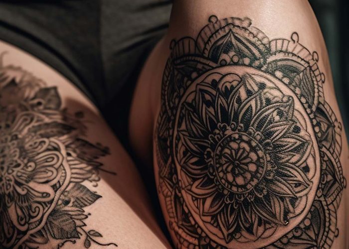 ornate-henna-tattoo-adorns-young-woman-leg-generated-by-ai ornate-henna-tattoo-adorns-young-woman-leg-generated-by-ai